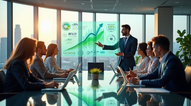 Entrepreneur studying AI business course on laptop to increase revenue and streamline operations.